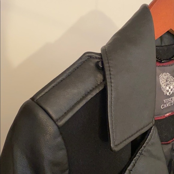 Vince Camuto Faux Leather Trim Asymmetrical Coat - Picture 3 of 6